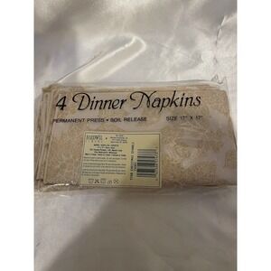 New Old Stock Set Of 4 Bardwil Linens Ivory Christmas Sparkle Napkins